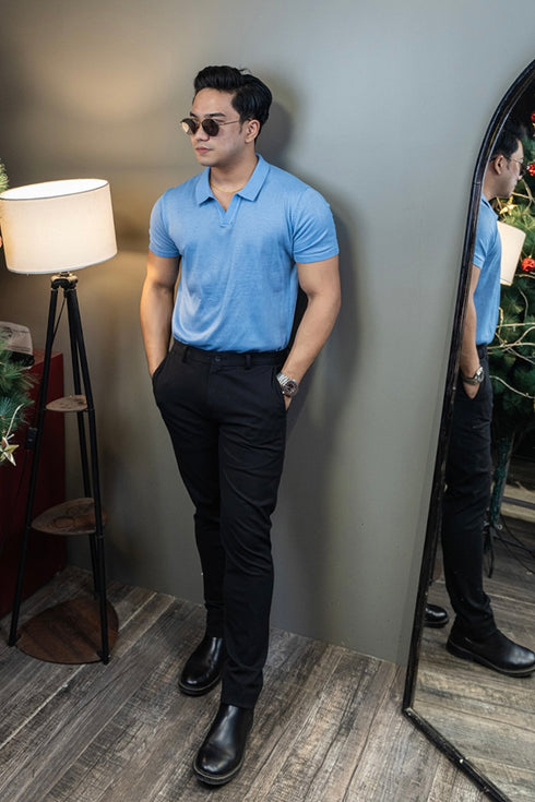 Textured short sleeve polo shirt
